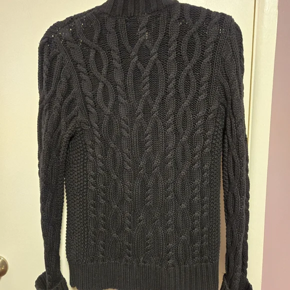 Ralph Lauren Black Cable Knit Turtleneck Sweater with Gold Buckles - Picture 9 of 11